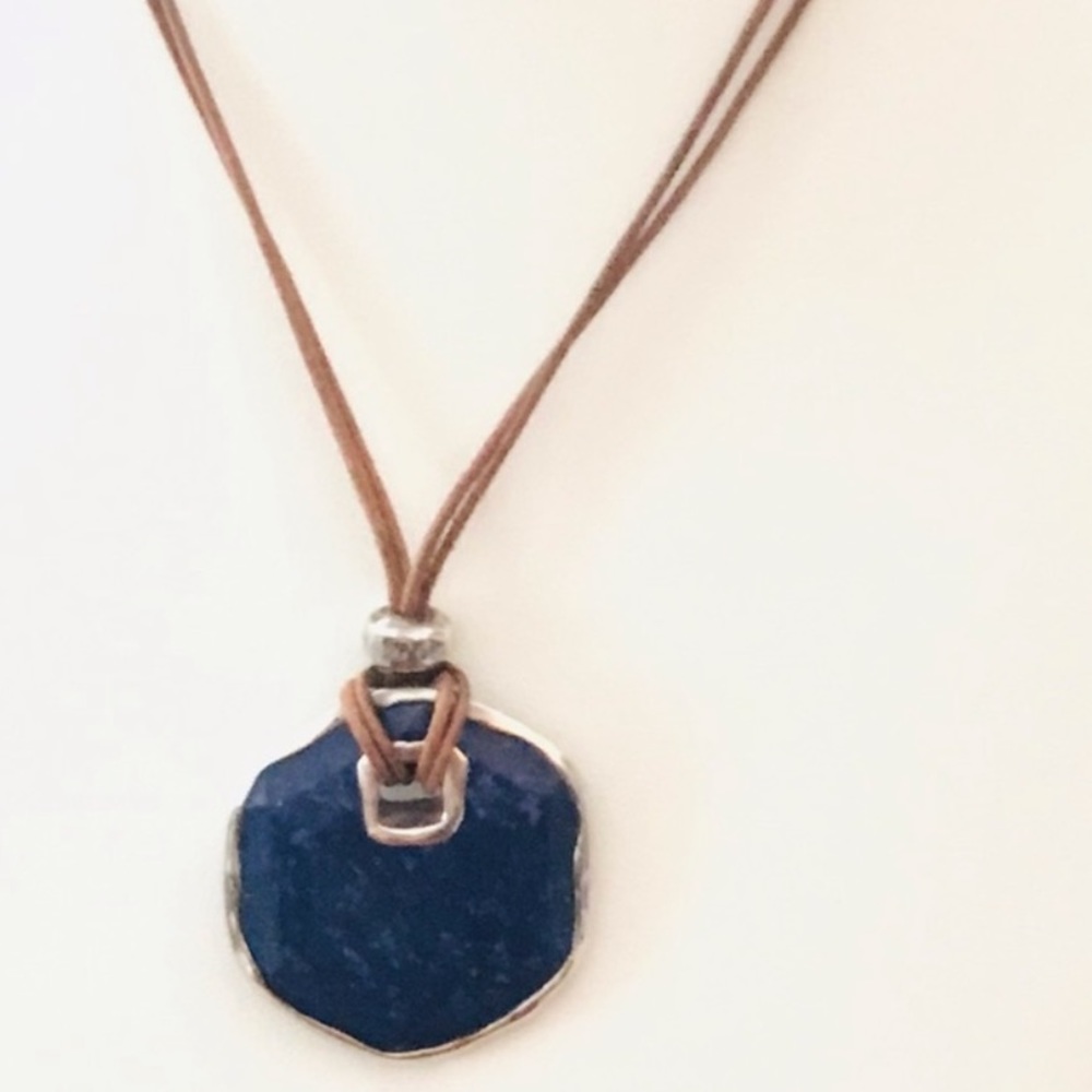 Silpada Reversible Pendant Necklace Brown Leather Cord